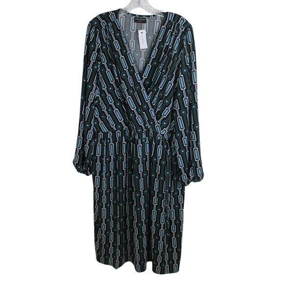 Lane Bryant Dresses & Skirts - Lane Bryant Faux Wrap Midi Dress Geometric Print Long Sleeve Size 22 24‎